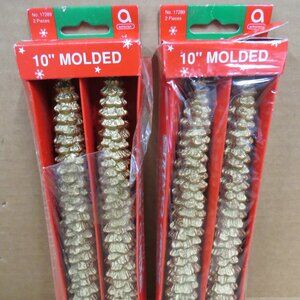 Vintage Amscan Taper Tree Candles NOS In Box Gold 10" 2 Boxes of 2 = 4 total